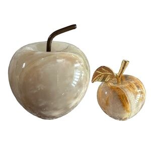 Vintage Onyx Marble Apple Decor Paperweight (pair of 2)